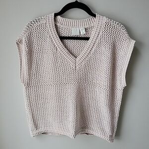 Joie Crochet sweater‎ vest with gold sequins Womens Large Open Knit